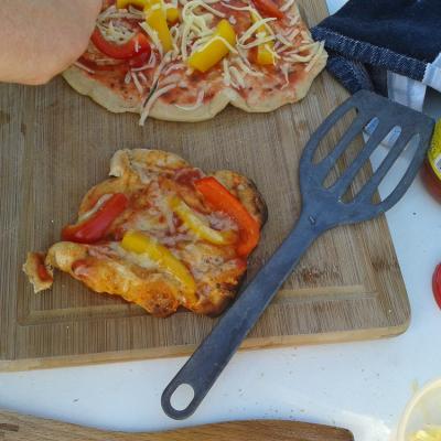 Our first tiny pizza...